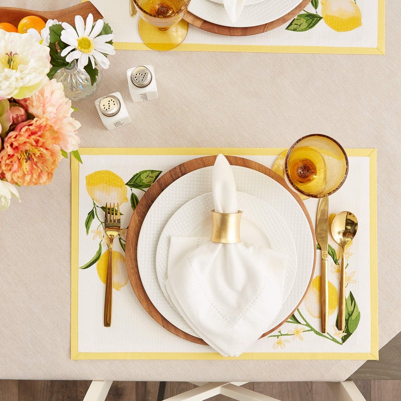 DII Lemon Bliss Tabletop Collection, Placemat Set, 6 Piece - Image 3